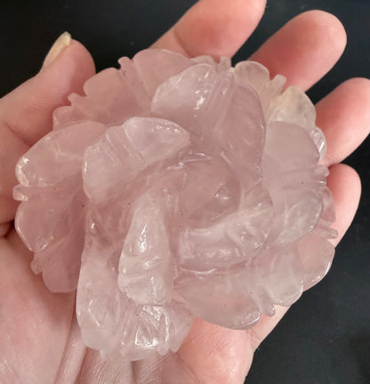 Rose Quartz Rose Carving with Light Base – 7.6 × 6.6 cm | 191g