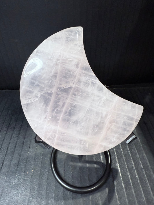 Rose Quartz Moon on stand