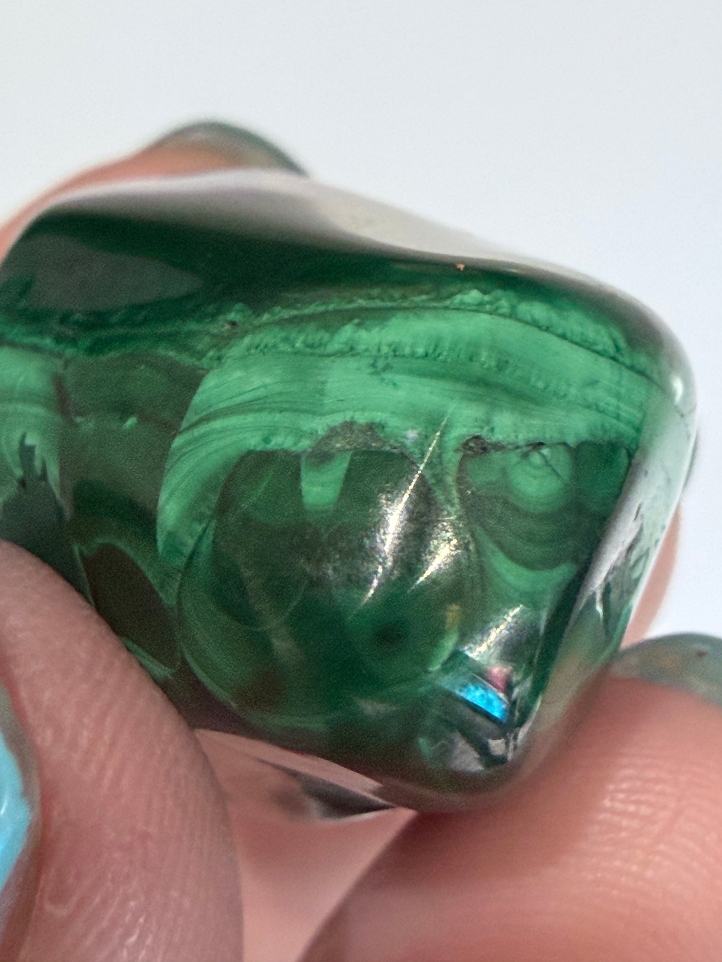 Malachite Tumble Stone – Banded & Eye Pattern B -