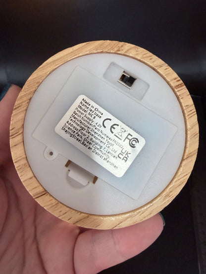 Wooden LED Crystal Display Base Cordless White Light