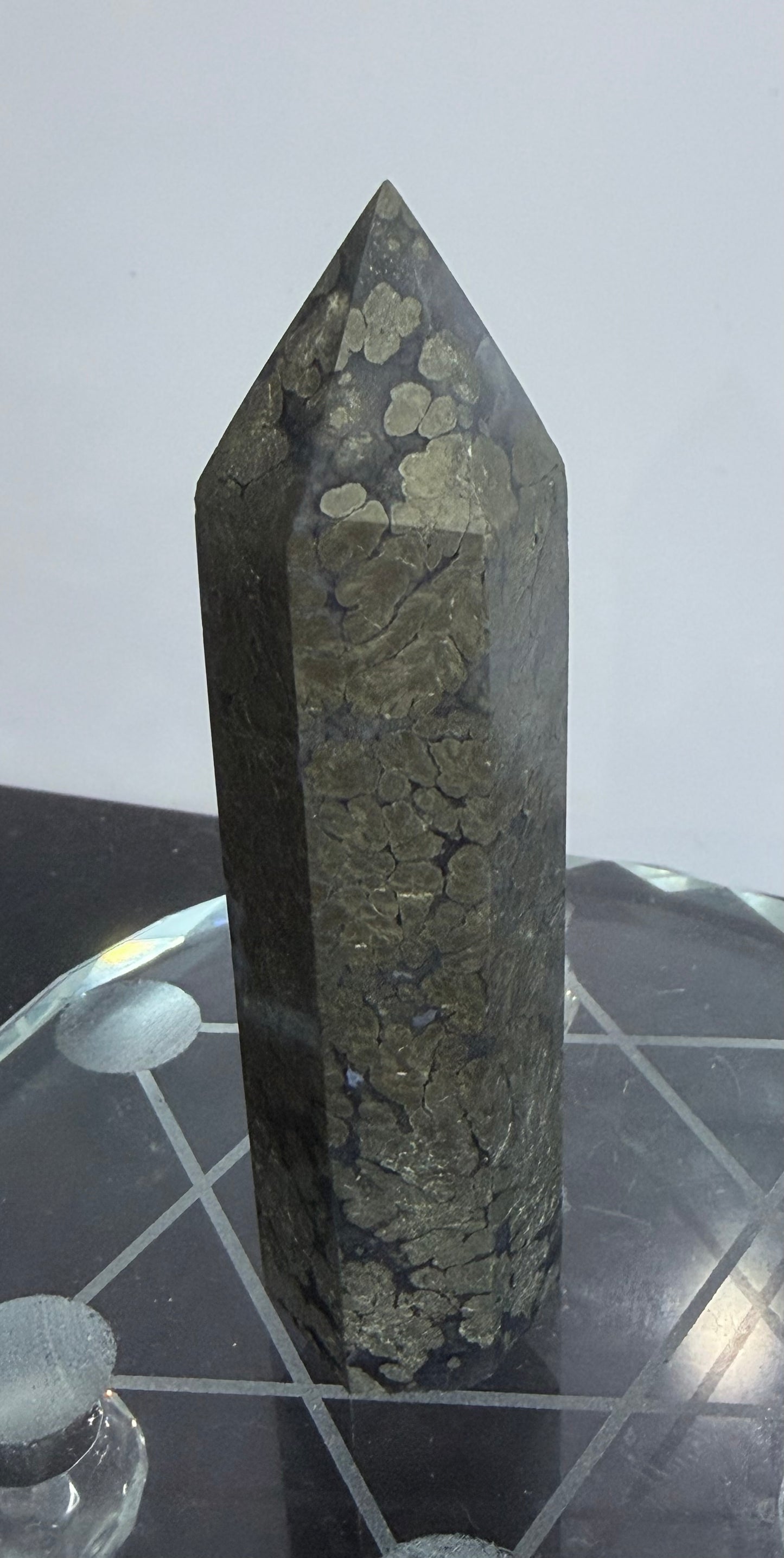 Marcasite in Agate Crystal Tower – 10cm | 158g