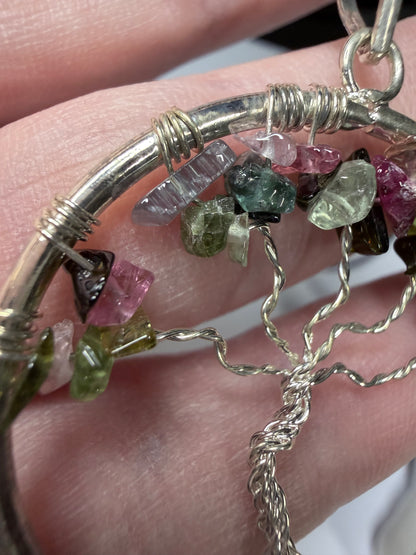 Multi-Colour Tourmaline Tree of Life Necklace