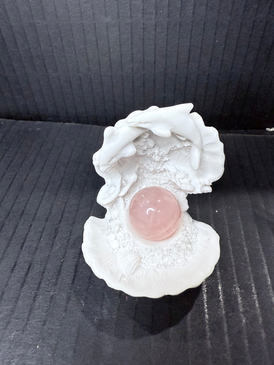 Shell Sphere Stand includes mini rose Quartz Sphere