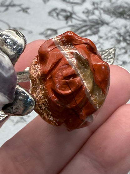 Dream Amethyst & Red Jasper Crystal Double Rose Stem (20cm)