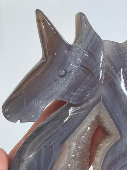 Agate Unicorn Druzy Carving – 10cm | 145g
