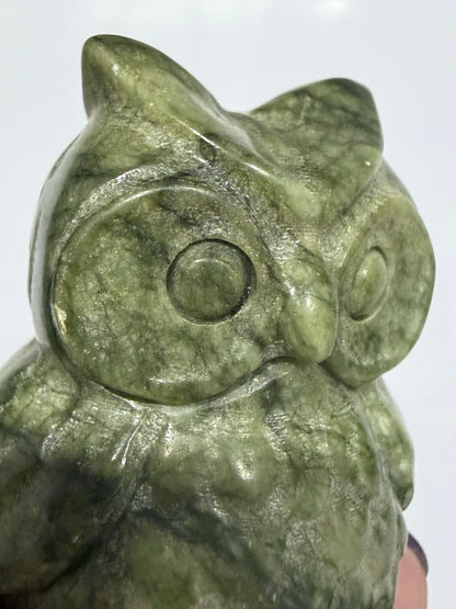 Green Serpentine Owl Carving – 162g