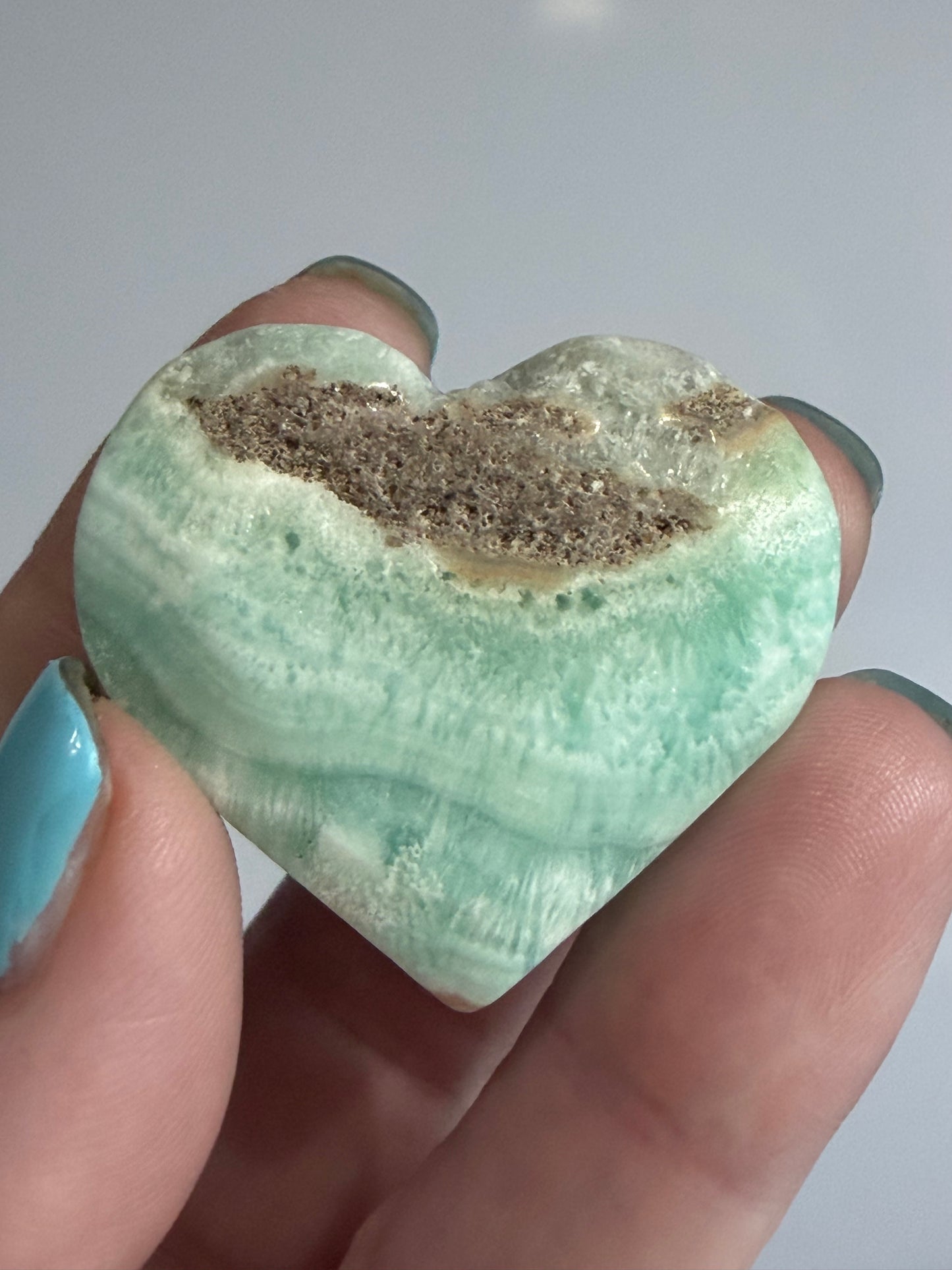 Blue Aragonite Heart – Small| Self Standing D - 4cm