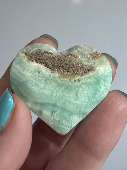 Blue Aragonite Heart – Small| Self Standing D - 4cm