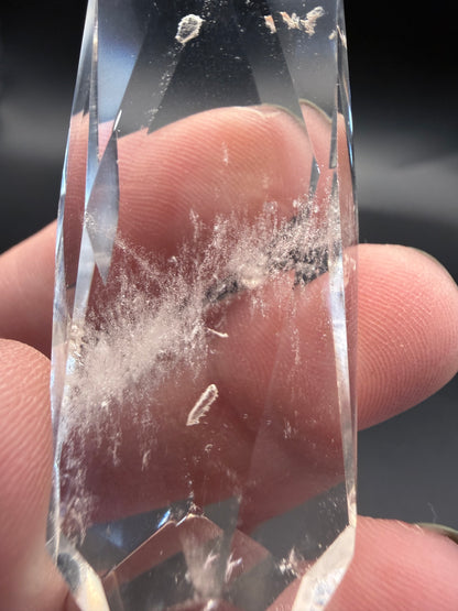 Clear Quartz Polyhedron on Rotating Stand