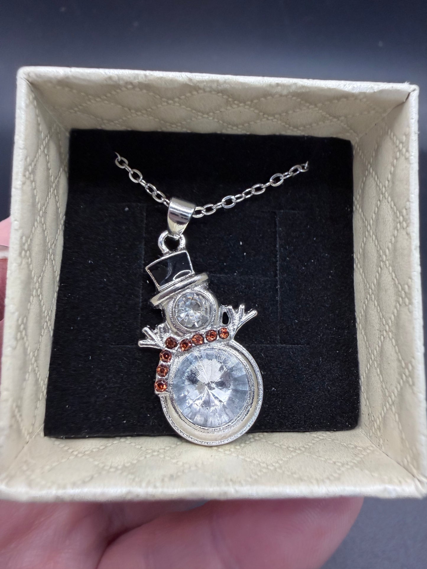 Crystal Snowman Necklace – Gift Box Included