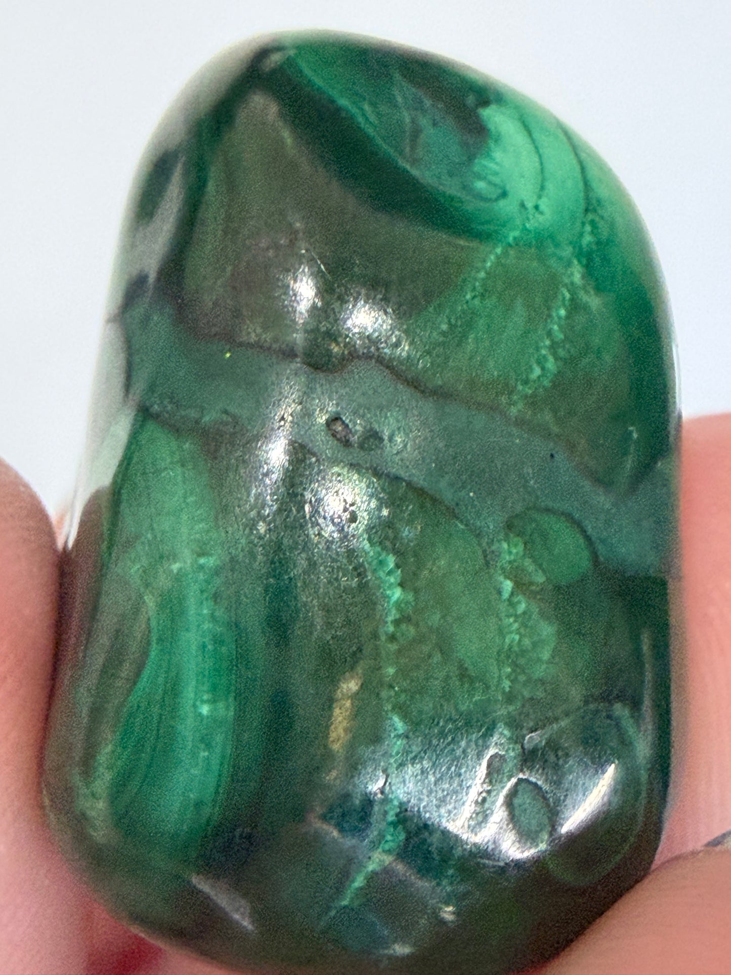Malachite Tumble Stone – Banded & Eye Pattern B -