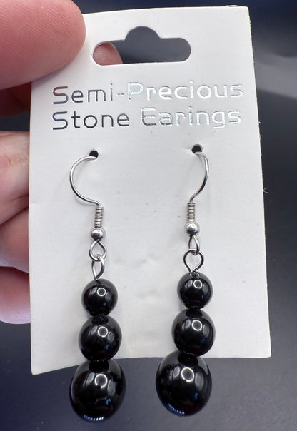 Black Obsidian Dangling Earrings