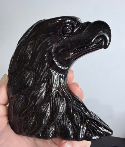 Black Obsidian Eagle Carving – 10 × 10 cm | 420 g