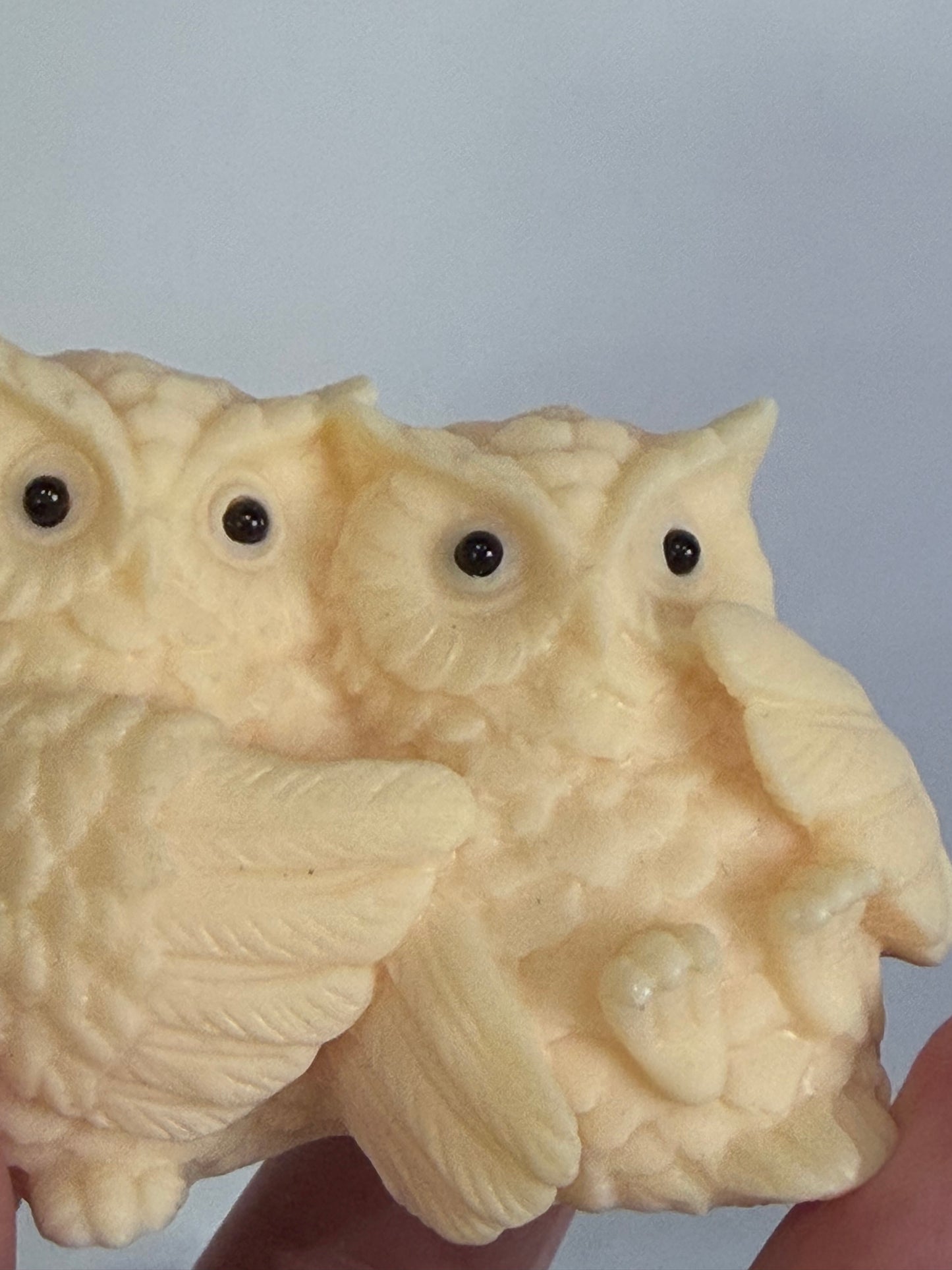 Ivory Nut Owl Couple Carving – 6.3cm
