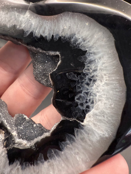 Druzy Black Agate Heart