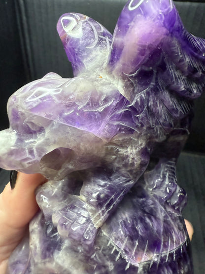 Amethyst Skull with Dragon