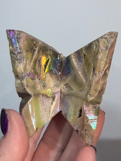 Aura Sphalerite Druzy Butterfly Carving F