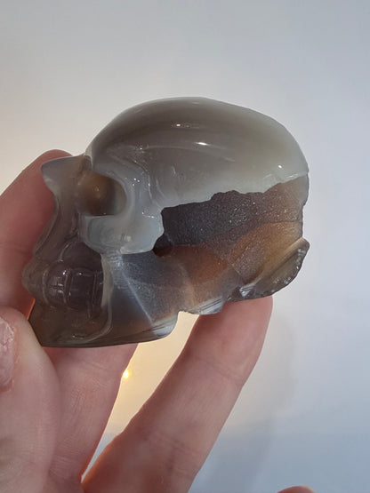 Agate Skull with Sugar Druzy Base – 6.5cm | 106g