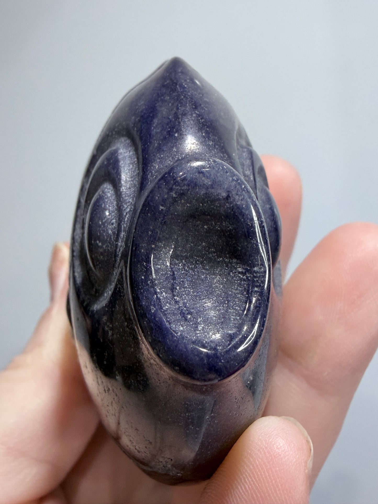 BLUE AVENTURINE FISH CARVING ON STAND