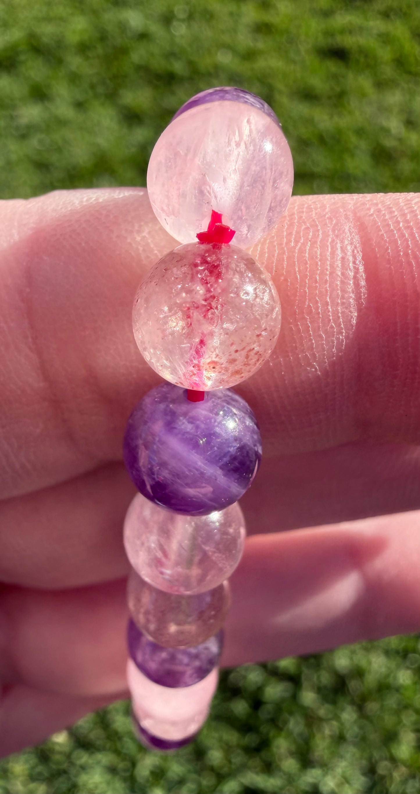Crystal Harmony Bracelet – Amethyst, Rose Quartz & Strawberry Quartz