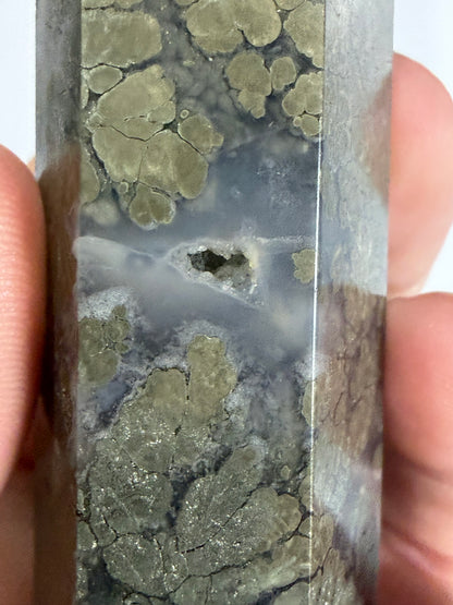Marcasite in Agate Crystal Tower – 10cm | 158g