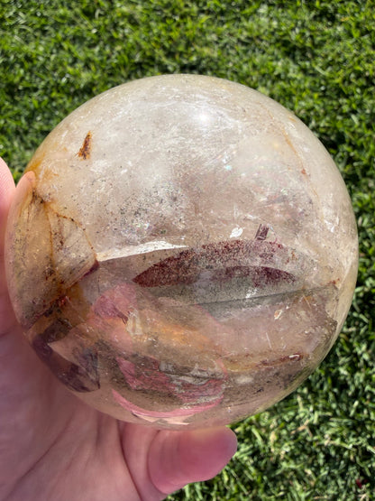 Large Garden Quartz (Lodolite) Sphere with Light Base – 11cm | 1.7kg
