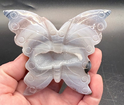 Agate Butterfly with Sparkling Druzy