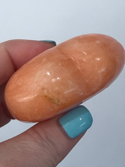 Orange Calcite Heart with Stand – 132g B 6.1cm