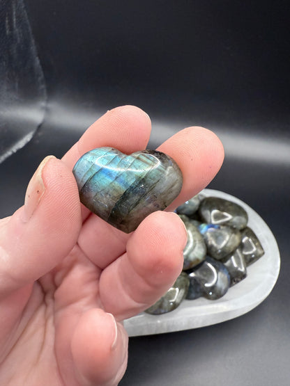 Mini Labradorite Hearts with Beautiful Flash