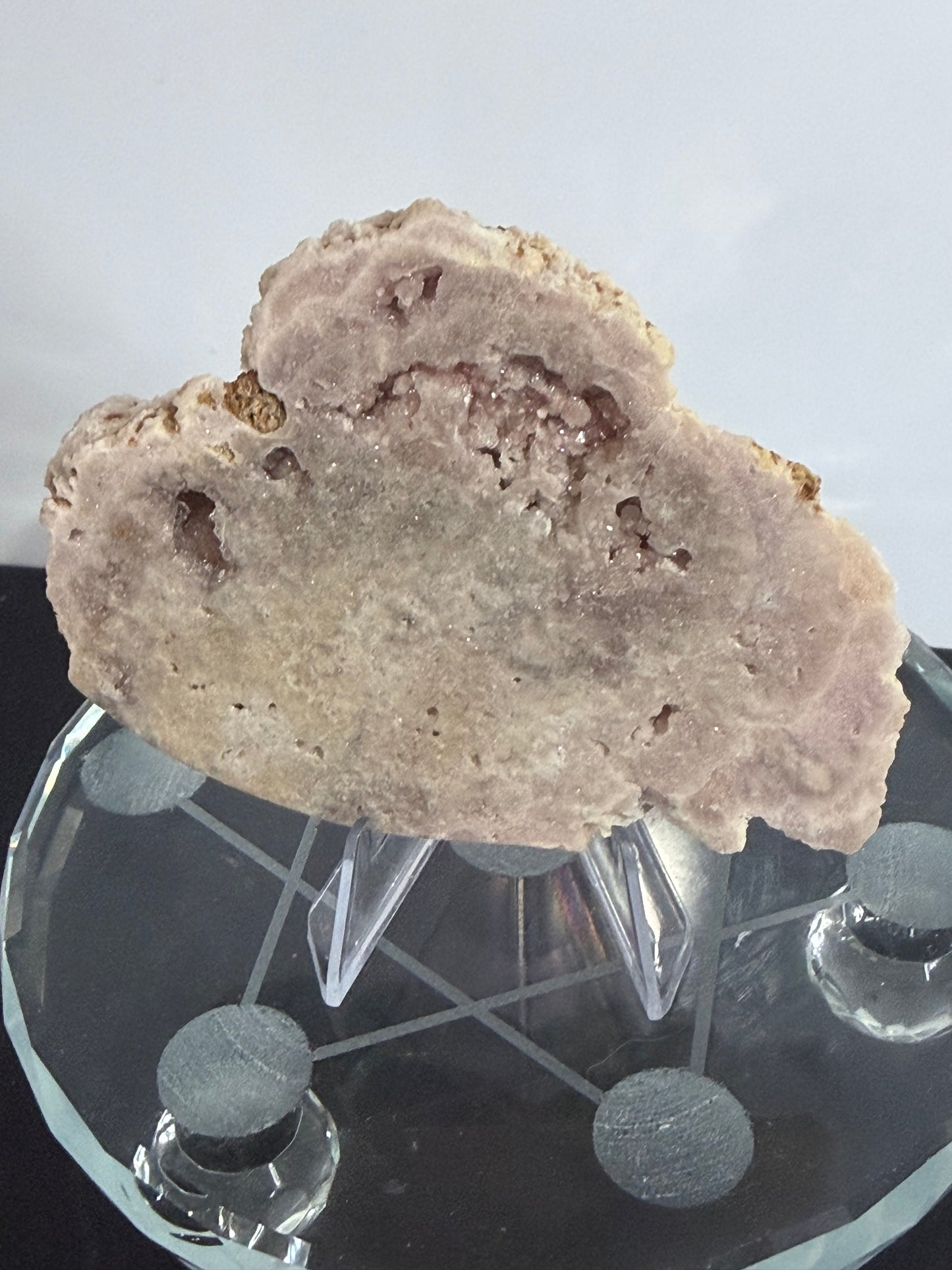 Pink Amethyst Druzy Slice with Stand – 8.2cm