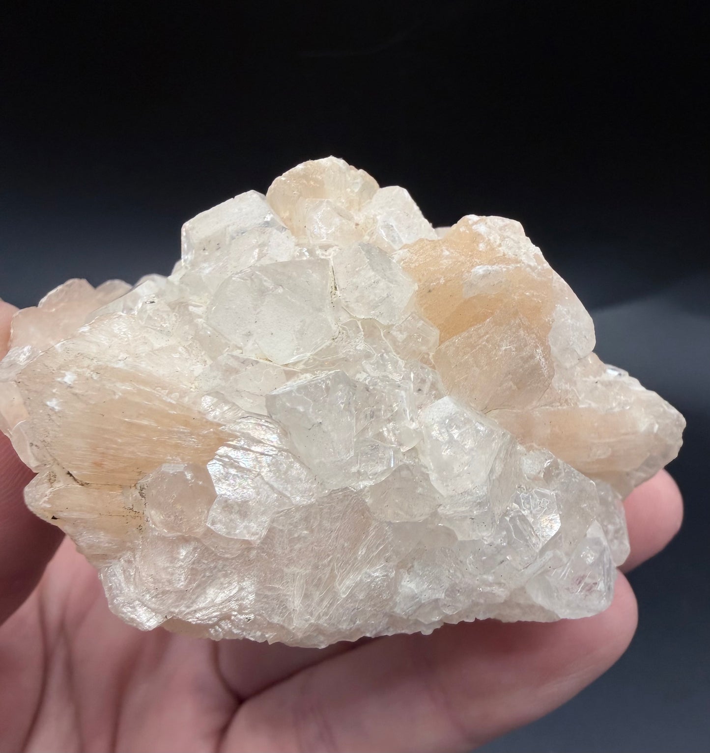 Apophyllite with Peach Stilbite Crystal Cluster
