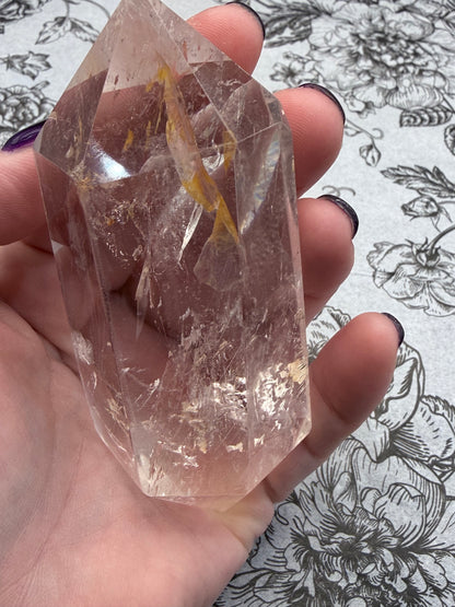 Clear Quartz Double Terminated Point with Golden Healer Inclusion (190g)
