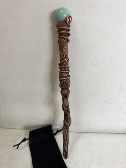 Green Aventurine Abundance Wand with Storage Pouch