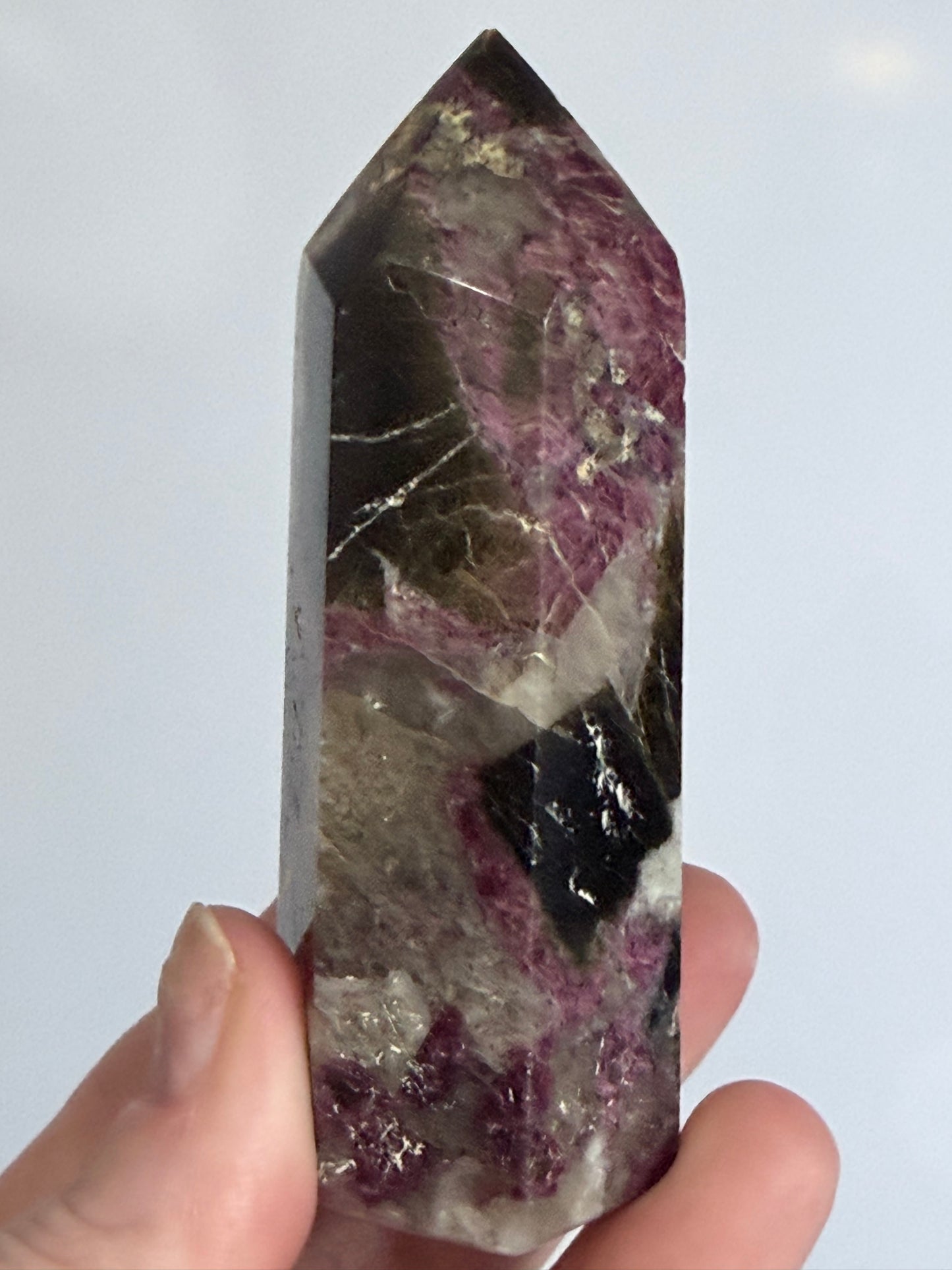 Pink Tourmaline in Quartz Crystal Tower – 9.2cm | 155g D