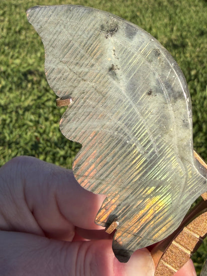 Labradorite Butterfly Crystal Display on Stand – 15 cm
