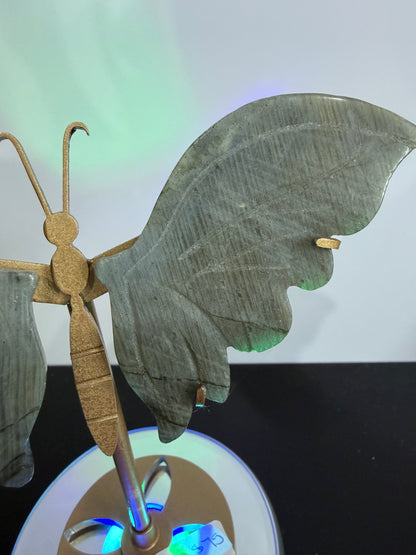 Labradorite Butterfly Crystal Display on Stand – 15 cm
