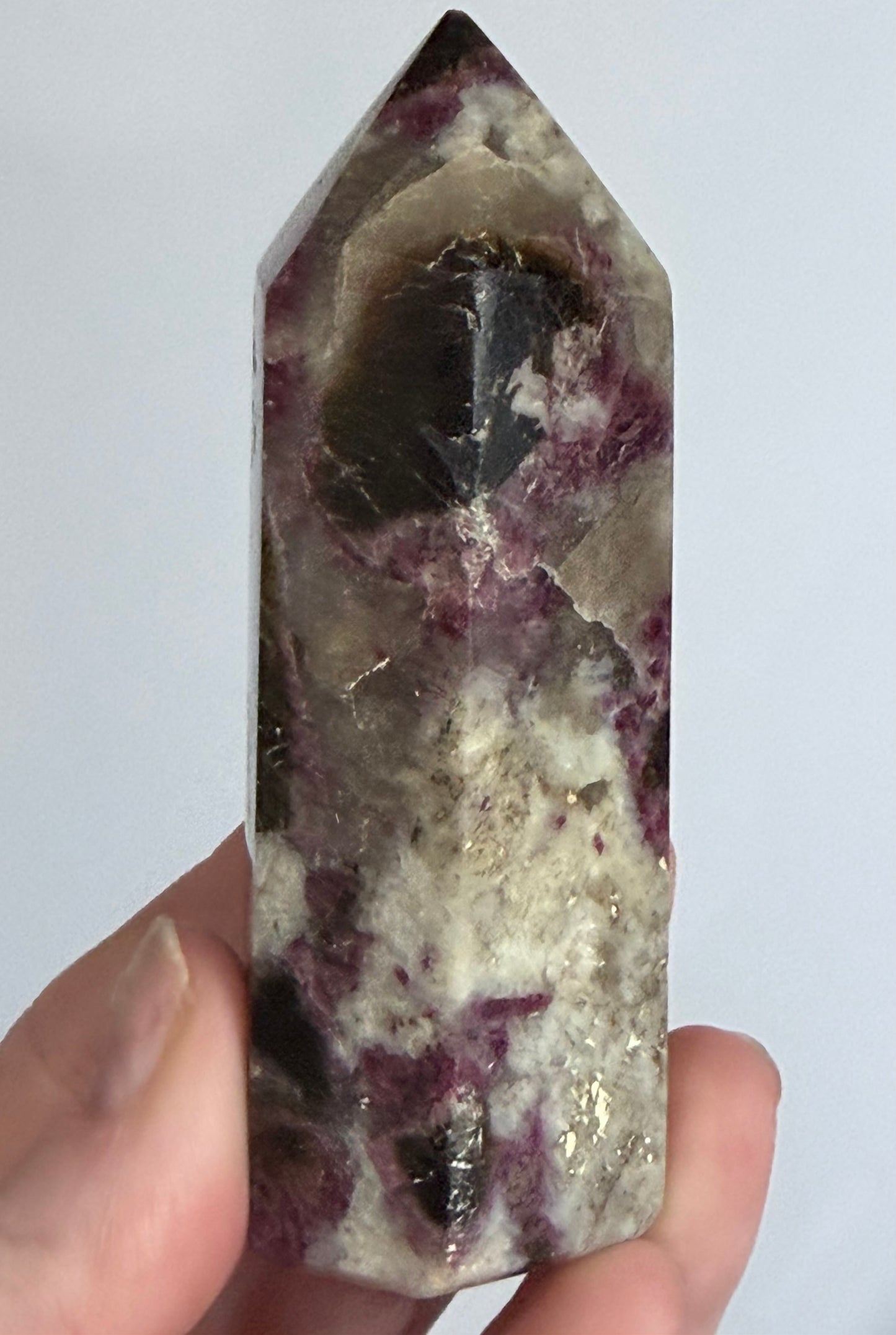 Pink Tourmaline in Quartz Crystal Tower – 9.2cm | 155g D