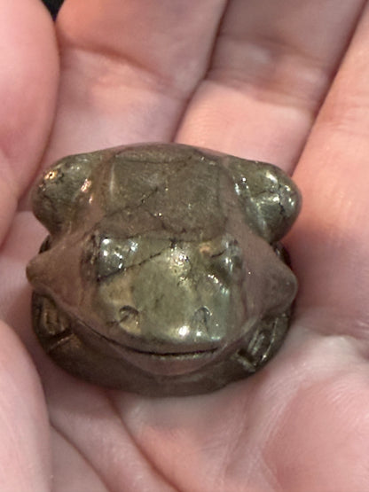 Pyrite Frog Crystal Mini Carving – 4cm