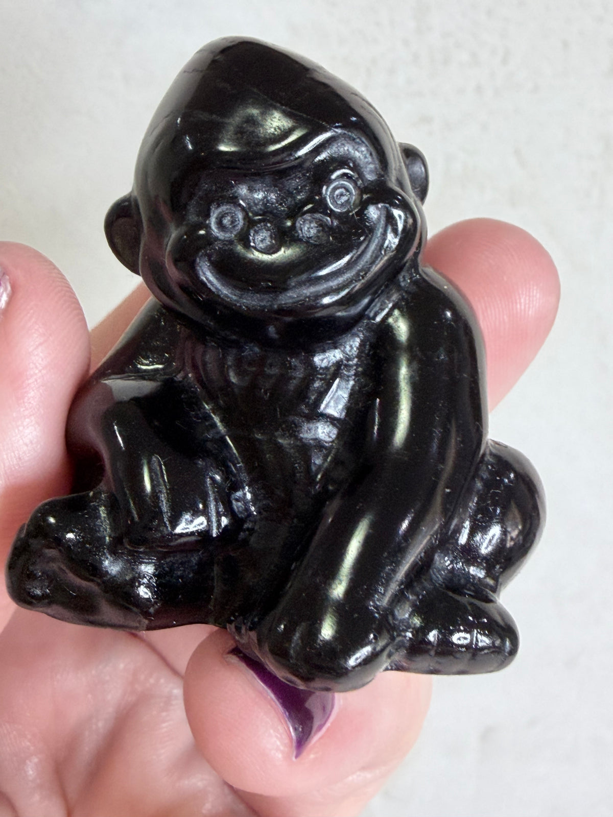 Black Obsidian Monkey Carving 5cm