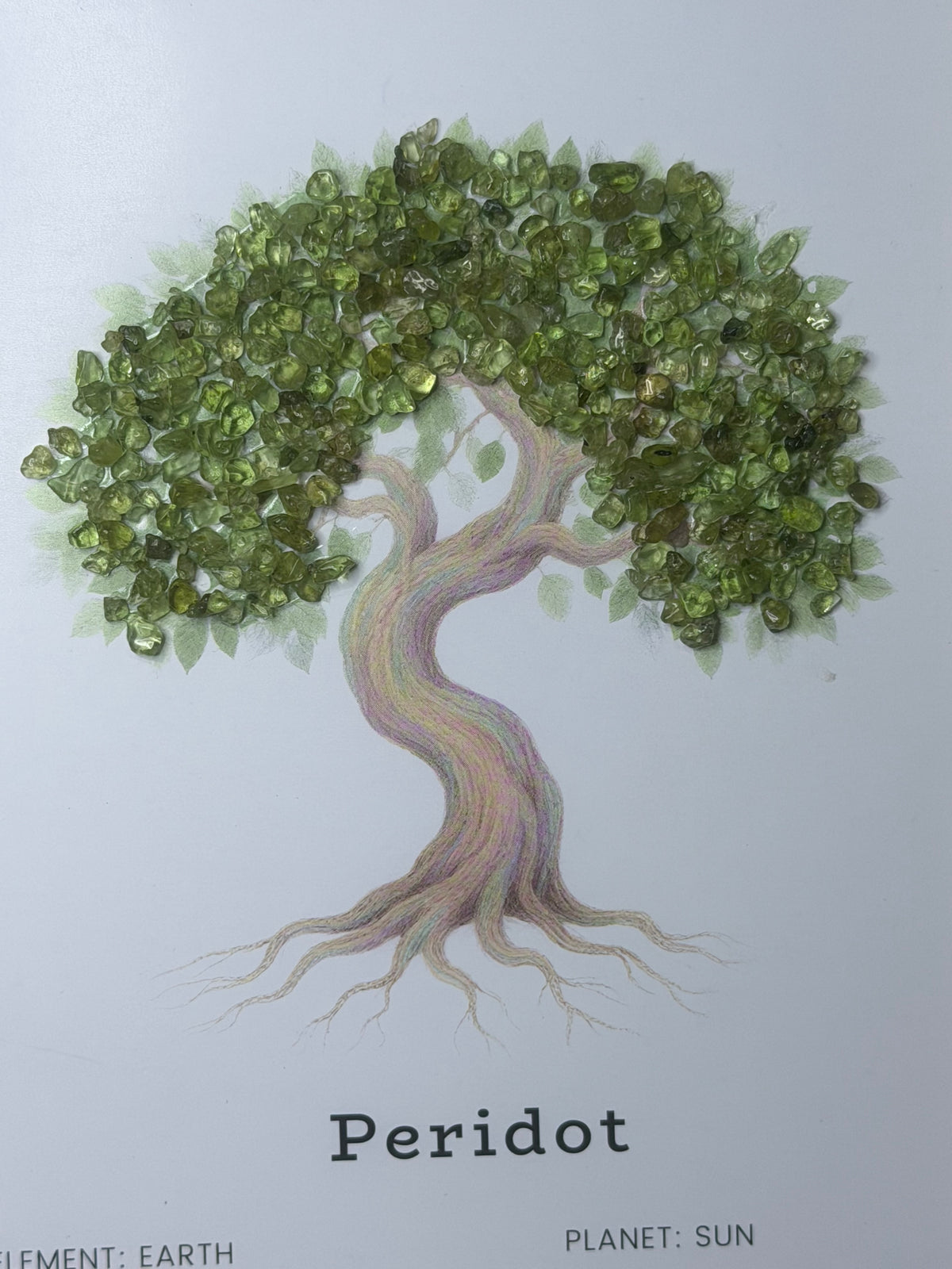 Mystic Peridot Gemstone Tree Framed Crystal Art | 15 x 20cm
