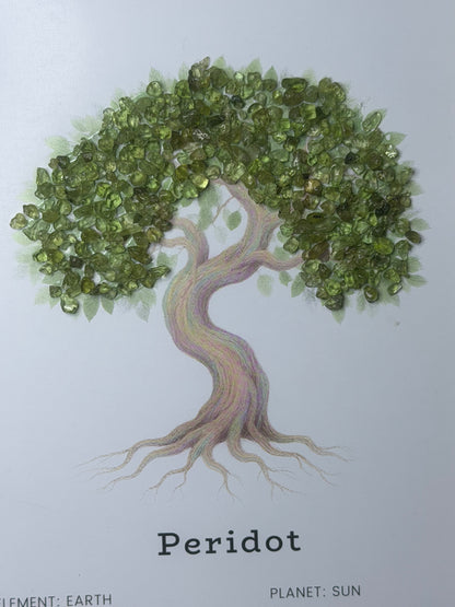 Mystic Peridot Gemstone Tree Framed Crystal Art | 15 x 20cm