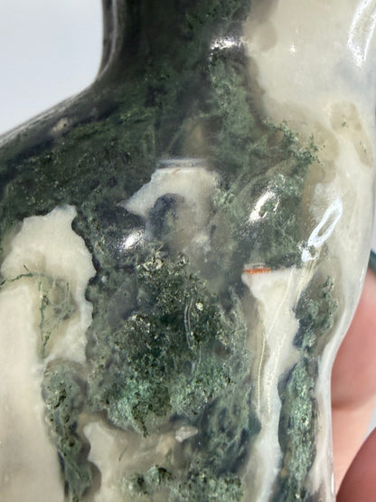 Moss Agate Goddess Statement Torso Carving – 544g - 12.5cm