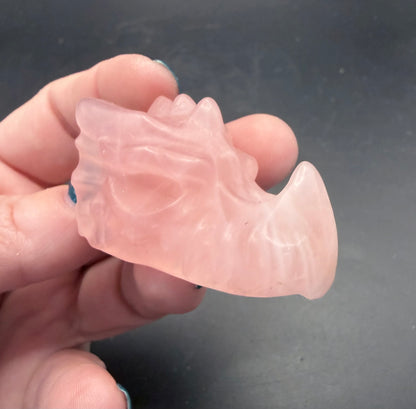 Rose Quartz Dragon Head Carvings