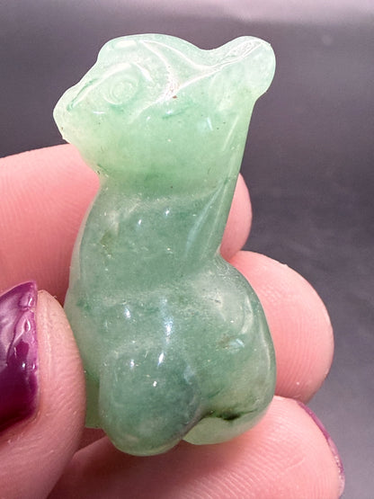 Serpentine Jade & Green Aventurine Llama Carvings