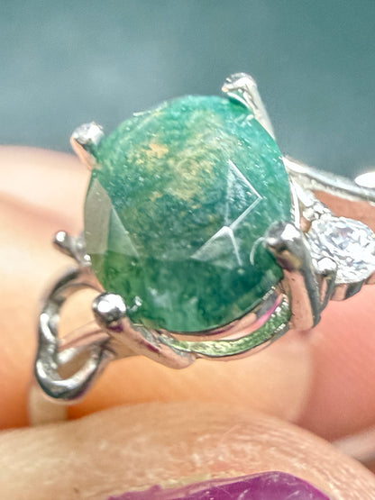 Sterling Silver 925 Moss Agate Ring – Size 8