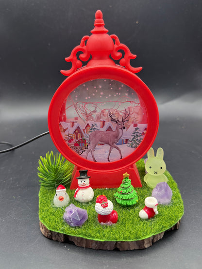 Red Christmas Lantern Scene – Blue LED Light