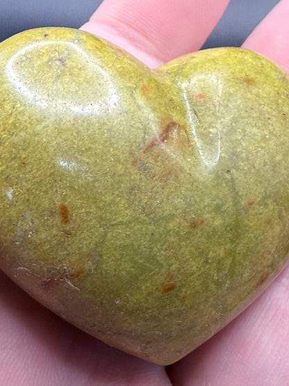 Green Opal Puffy Heart