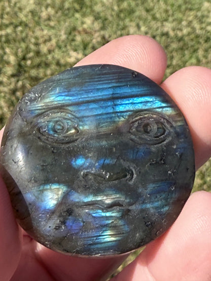 Labradorite moon Face Carving