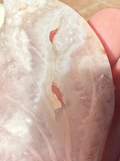 Flower Agate Butterfly on Gold Stand