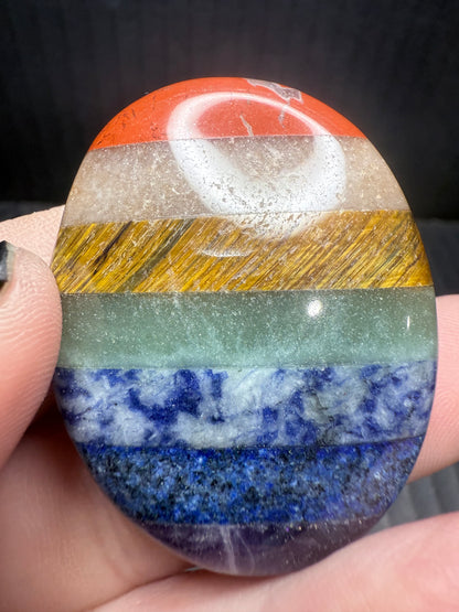 7 Chakra Palm Stone (Bonded) – Oval Worry Stone